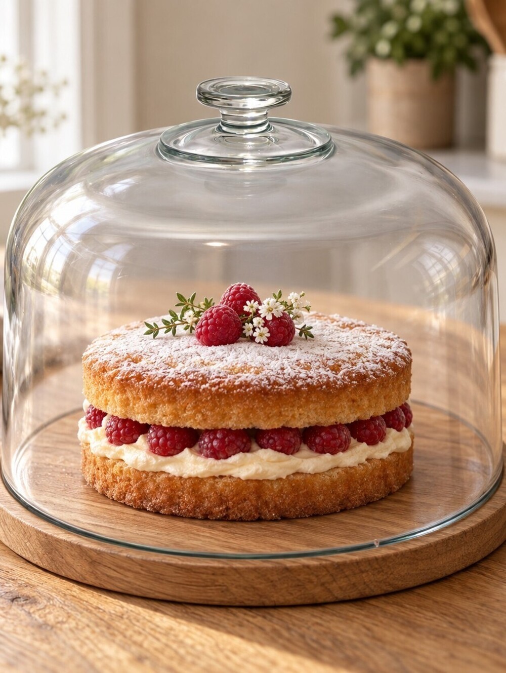 Large Clear Glass Cake Dome Cloche Cover with Knob Dessert Display 11 Inch